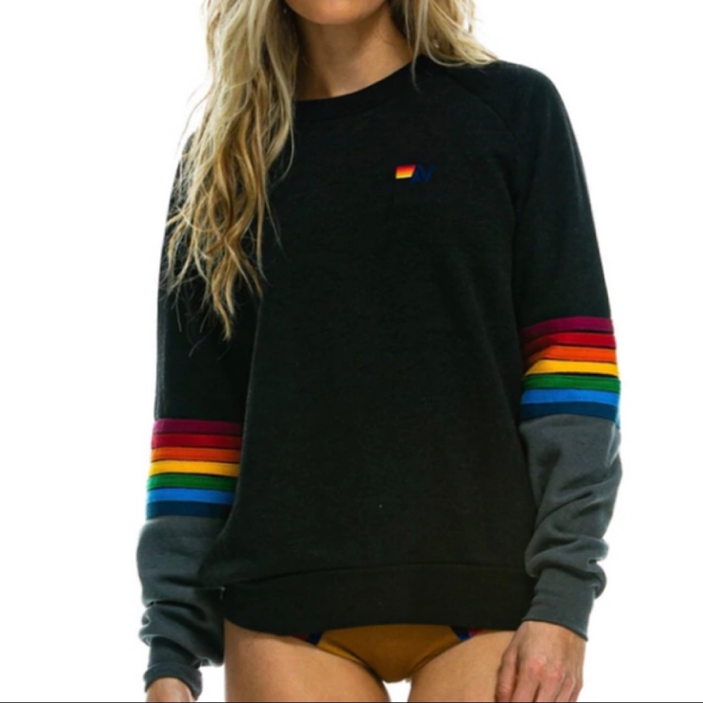 EUC Sz XS Rainbow Stitch Sleeve Sweatshirt